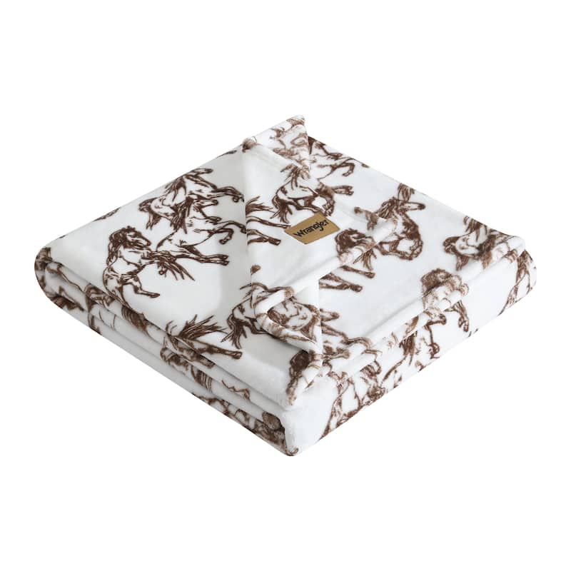 Wrangler Printed Ultra Soft Plush Fleece Throw Blanket.