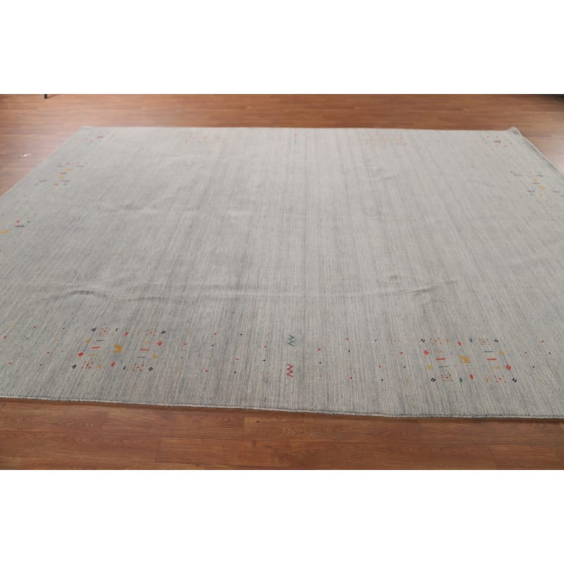 Striped Gabbeh Indian Area Rug Wool Carpet - 8'9" x 11'7"