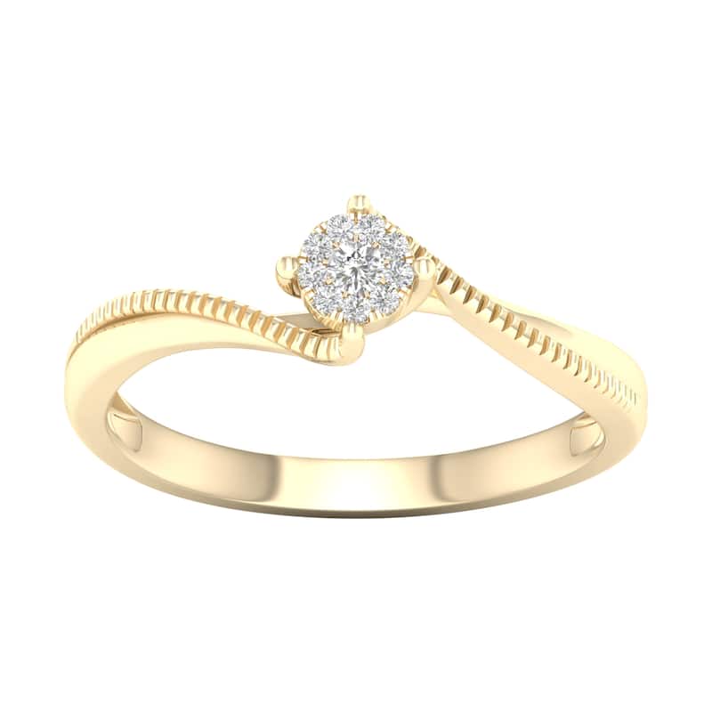1/20ct TDW Diamond Cluster Bypass Ring in 10k or 14k Gold by De Couer - 6.5 - Diamond - Promise/Bands - Yellow - 10k