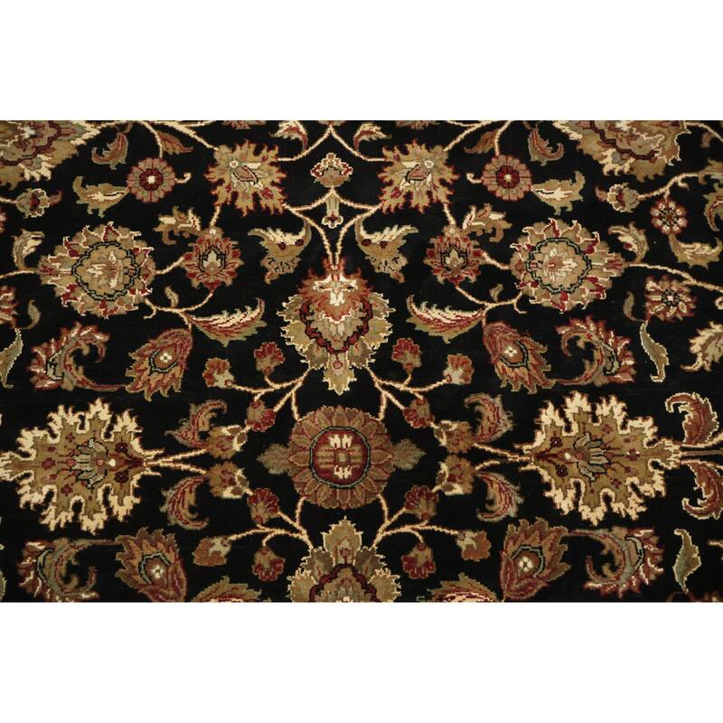 Hand Knotted Oriental 100% Wool Carpet Traditional All-Over Black Agra Area Rug - 8' 1'' X 8' 3''
