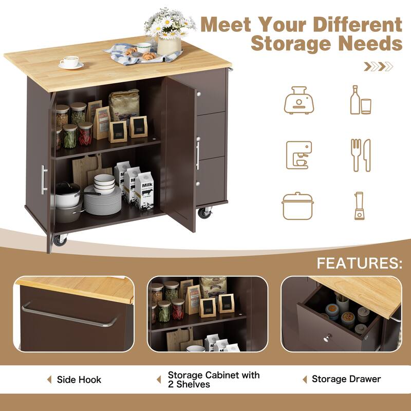 Futzca Storage Kitchen Island Cart