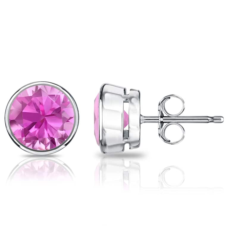 Auriya 14k Gold 1 1/4ctw Bezel-set Pink Sapphire Gemstone Stud Earrings
