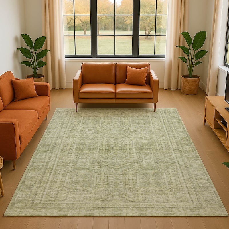Premium Washable Super Soft Traditional Global Mayfield Rug - Sage - 5' x 7'6"