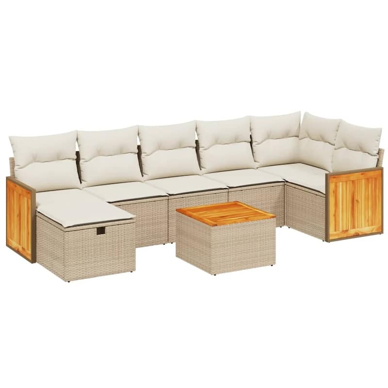 vidaXL Patio Sofa Set with Cushions Outdoor Conversation Furniture Poly Rattan