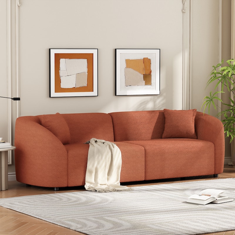 Roomfitters 87" Curved Contemporary Sofa, Plush Upholstery & Streamlined Design, Durable Frame for Living Room