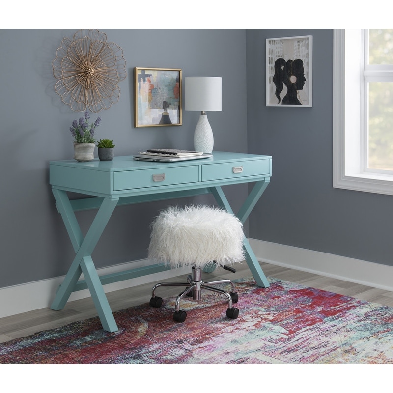 Linon Poppy X-Frame Writing Desk with Drawers