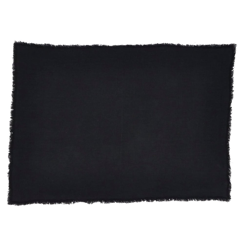 Fringed Design Stone Washed Linen Napkins or Placements (Set of 4)