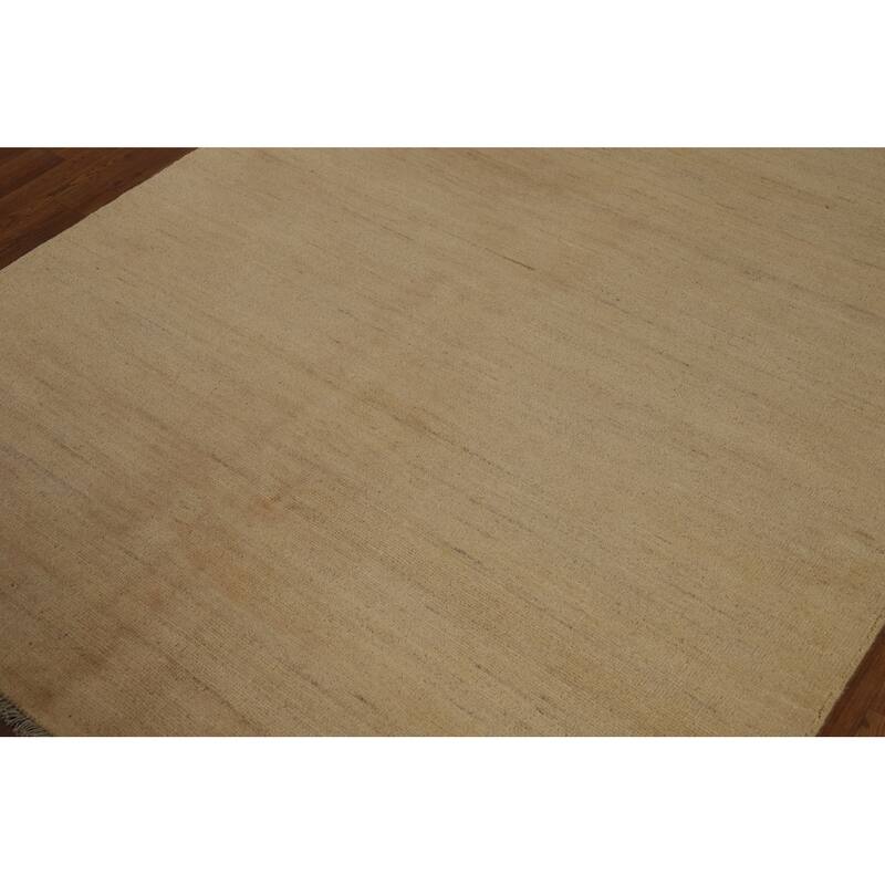 Contemporary Gabbeh Oriental Area Rug Hand-Knotted Solid Wool Carpet - 4'3" x 6'7"