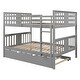 preview thumbnail 4 of 11, Full over Full Bunk Bed with Twin Size Trundle and Ladder, Grey