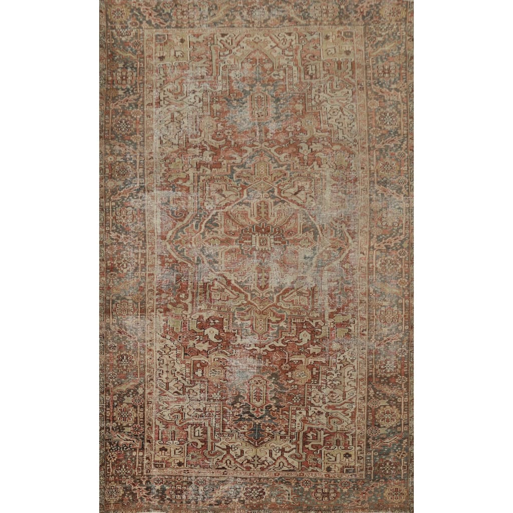 Hand Knotted Oriental 100% Wool Carpet Traditional Medallion Oranges & Rust Heriz (serapi) Area Rug - 11' 6'' X 7' 9''
