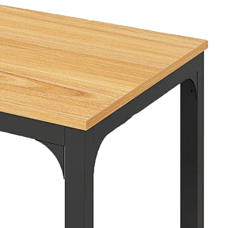 Lar Conference Table, 79 Inch Brown Rectangular Top, Black Metal Legs