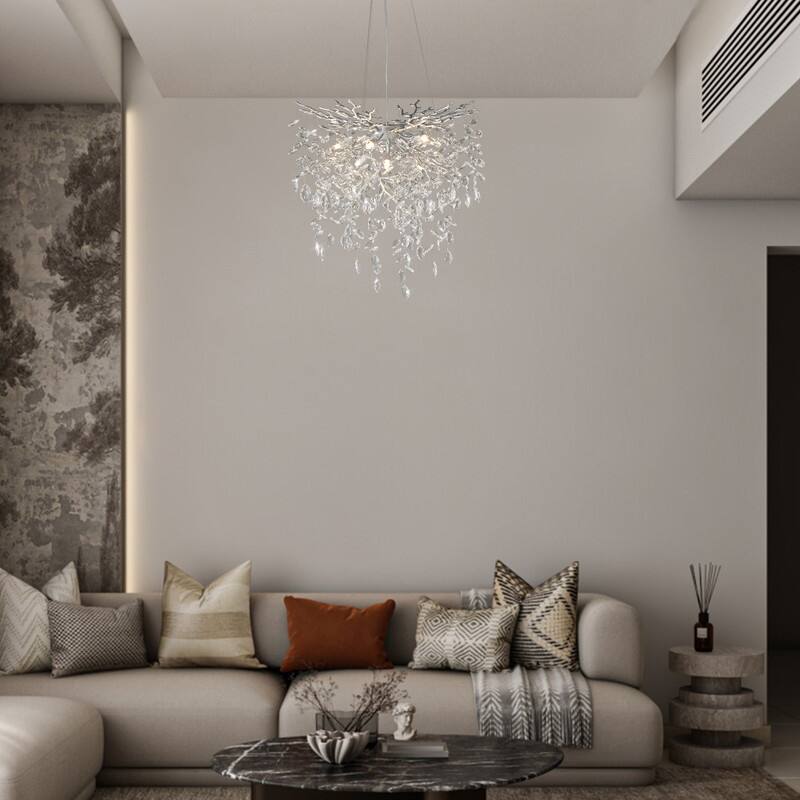 Modern Round Branch Crystal Chandelier, 600-1200mm Diameter, Marquise Cut Crystal Pendant Light