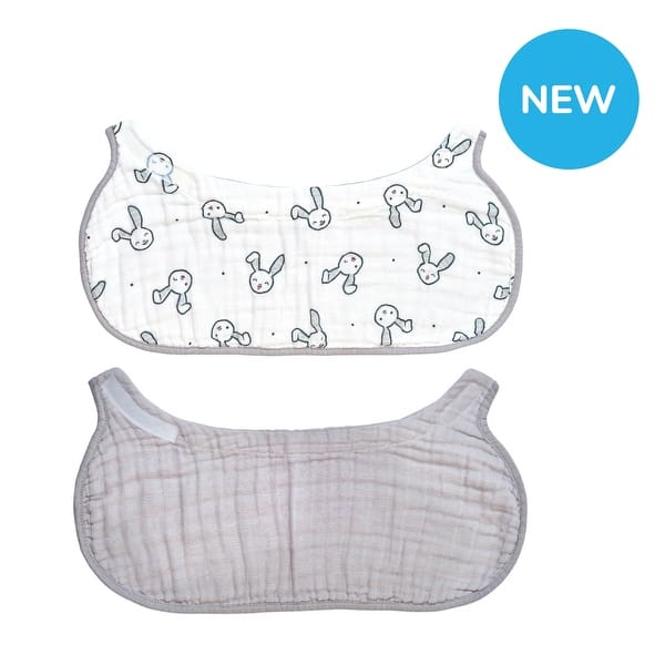 slide 2 of 5, 2-in-1 Non-Slip Baby Burp Cloth and Bib - Grey/Bunny, 2 pack Grey