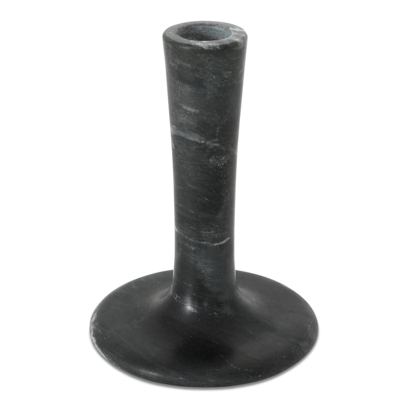 NADAAL STUDIOS Ira, Tall Candle Holder Solid Marble, Black Vein