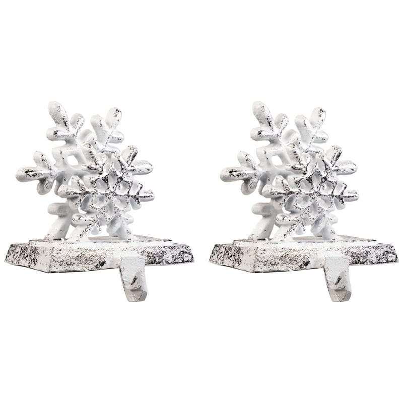 12.5" Silver Snowflake Christmas Stocking Holder