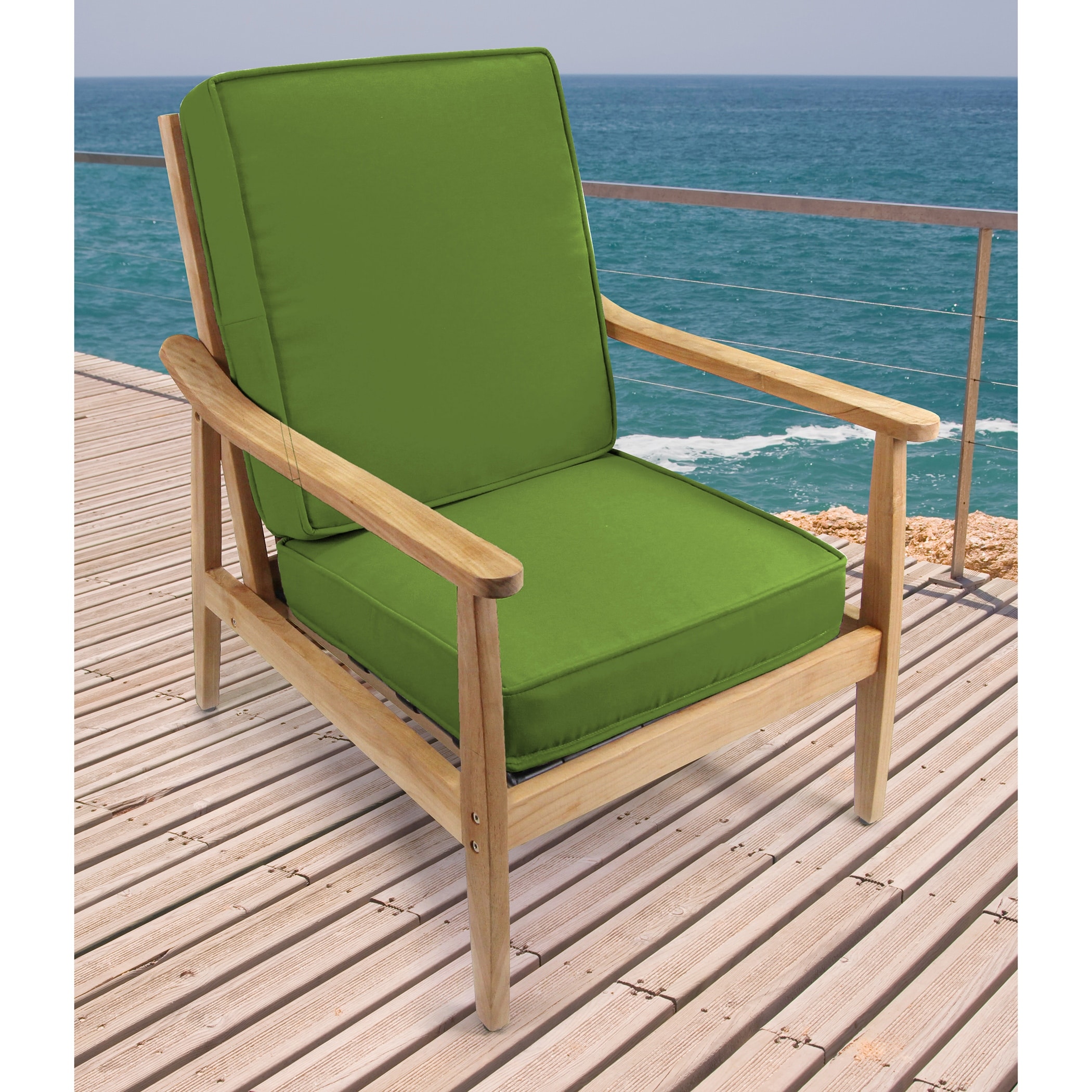 Sunbrella 22" x 45" Green Solid Outdoor Deep Seat Chair Cushion Set with Ties - 45'' L x 22'' W x 4'' H