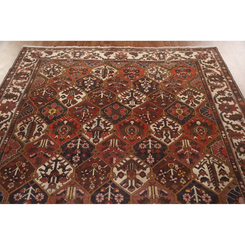 Bakhtiari Persian Vintage Area Rug Handmade Wool Carpet - 7'1"x 10'3"