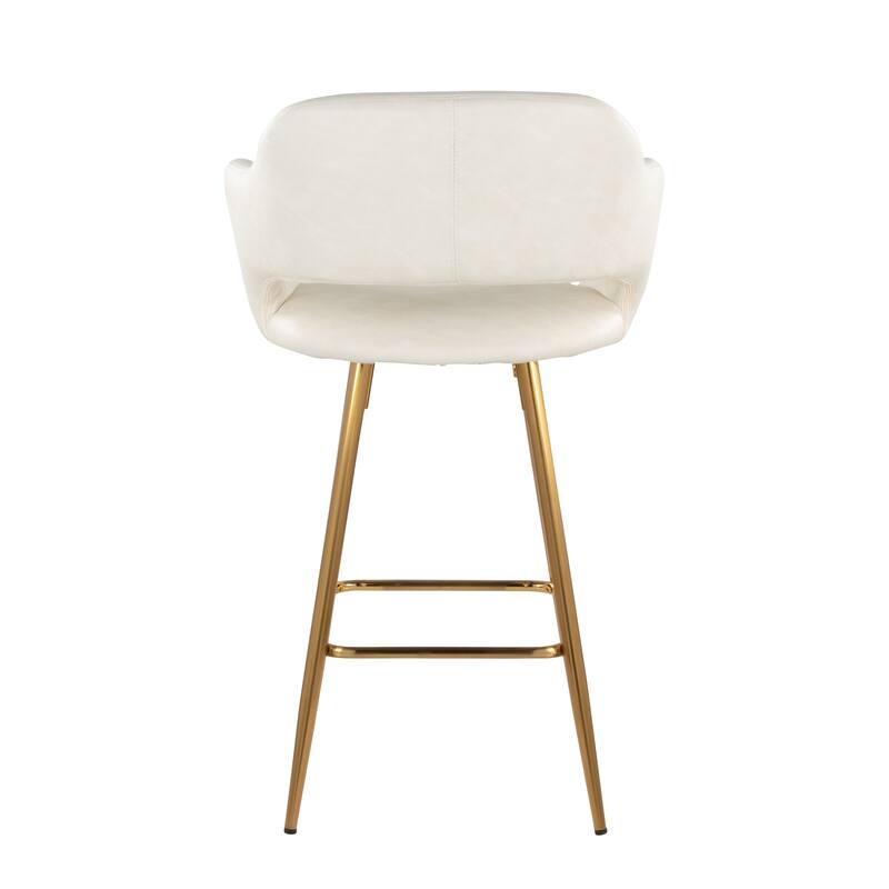 Porch & Den Vallen 26" Fixed-Height Faux Leather Counter Stool with Metal Legs & Square Footrest (Set of 2)