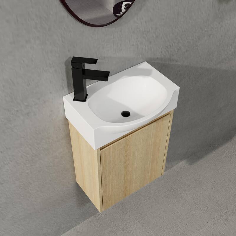 ARTCHIRLY 16/20/24/30/36 Inch Bathroom Vanity With Sink, Floating Bathroom Vanity With Soft Close Door