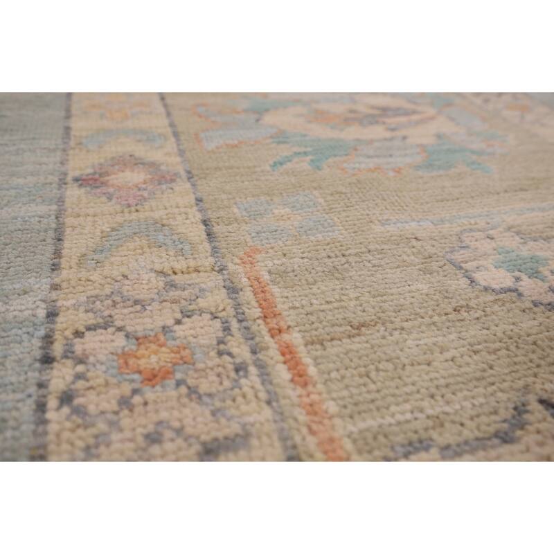 Light Blue Oushak Vegetable Dye Area Rug Hand-Knotted Wool Carpet - 8'11" x 11'8"