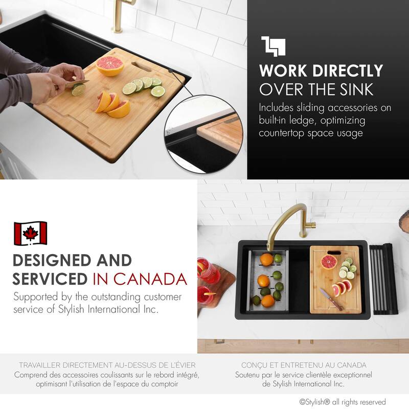 Composite Granite Dual-Mount 30" Double-Bowl kitchen Sink - 30" x 18" x 9.50"