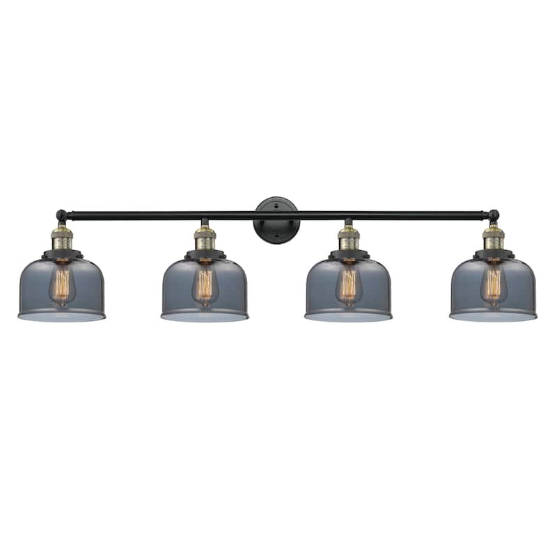 Innovations Lighting Large Bell 4 Light 45" Wide Bathroom Vanity Light - Black Antique Brass / Plated Smoked