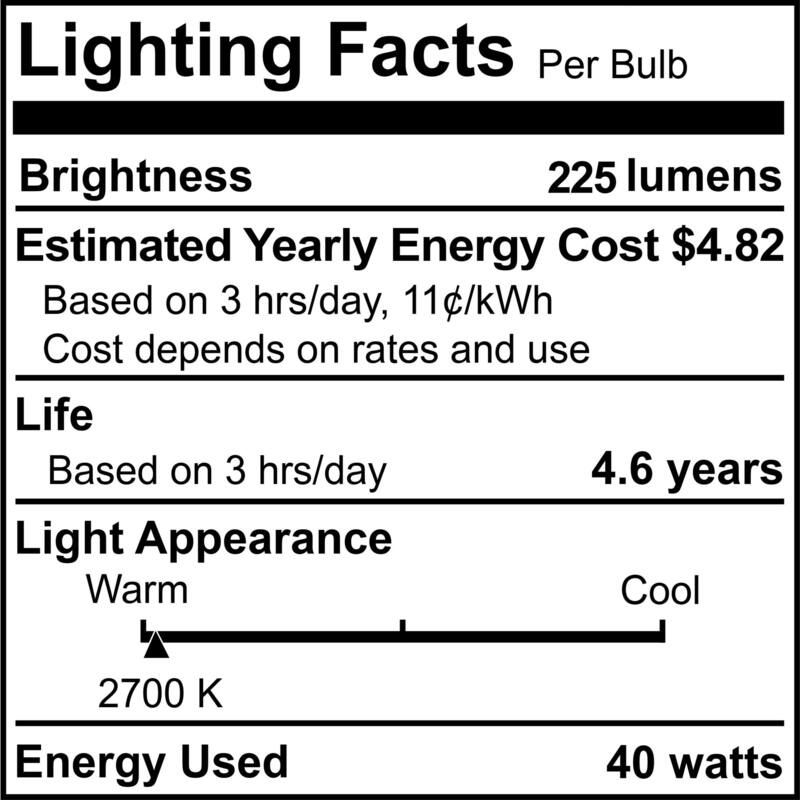 Bulbrite Pack of (50) 40 Watt Dimmable B10 Incandescent Light Bulbs with Clear Finish and Medium (E26) Base - Warm White Light