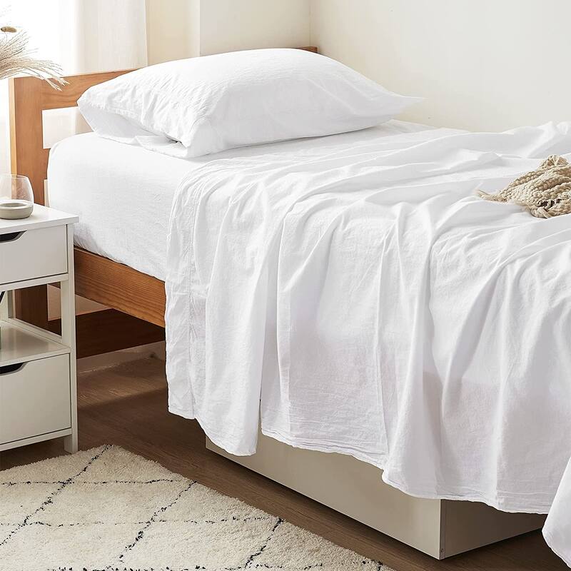 Terra é Pais - Stonewash 100% Cotton Sheet Set - White