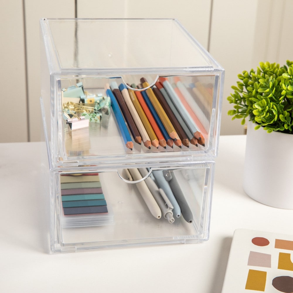 Plastic Color Coated Mini Storage Drawers, Free Standing, 3 Layers