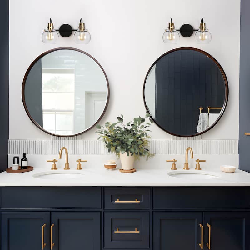 Modern 2-Light Black Gold Bathroom Vanity