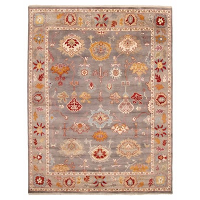 ECARPETGALLERY Hand-knotted Modern Oushak Grey Wool Rug - 9'2 x 11'11