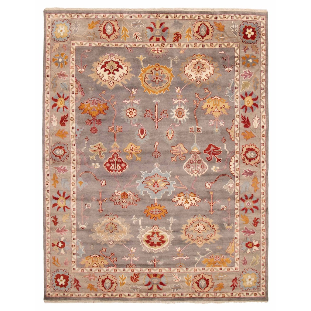 ECARPETGALLERY Hand-knotted Modern Oushak Grey Wool Rug - 9'2 x 11'11
