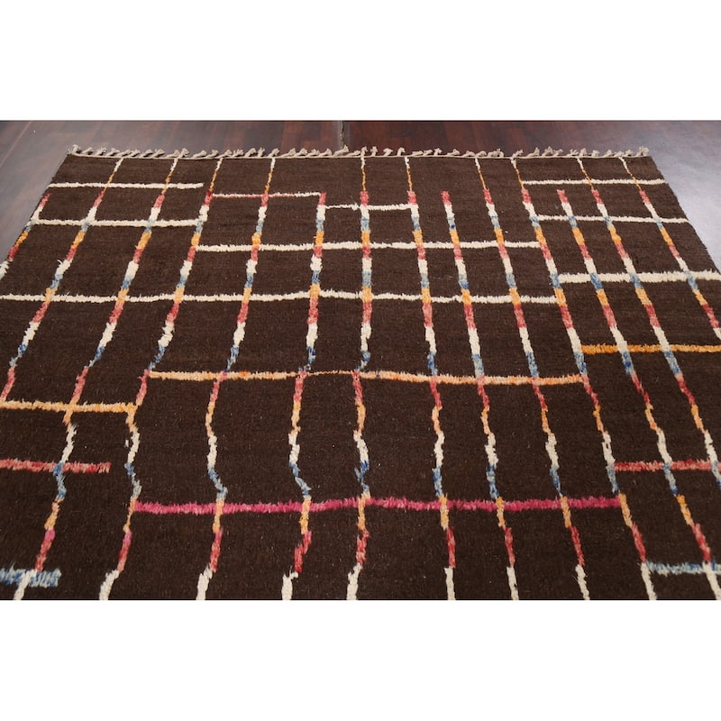 Contemporary Geometric Moroccan Oriental Area Rug Handmade Wool Carpet - 8'2" x 10'5"