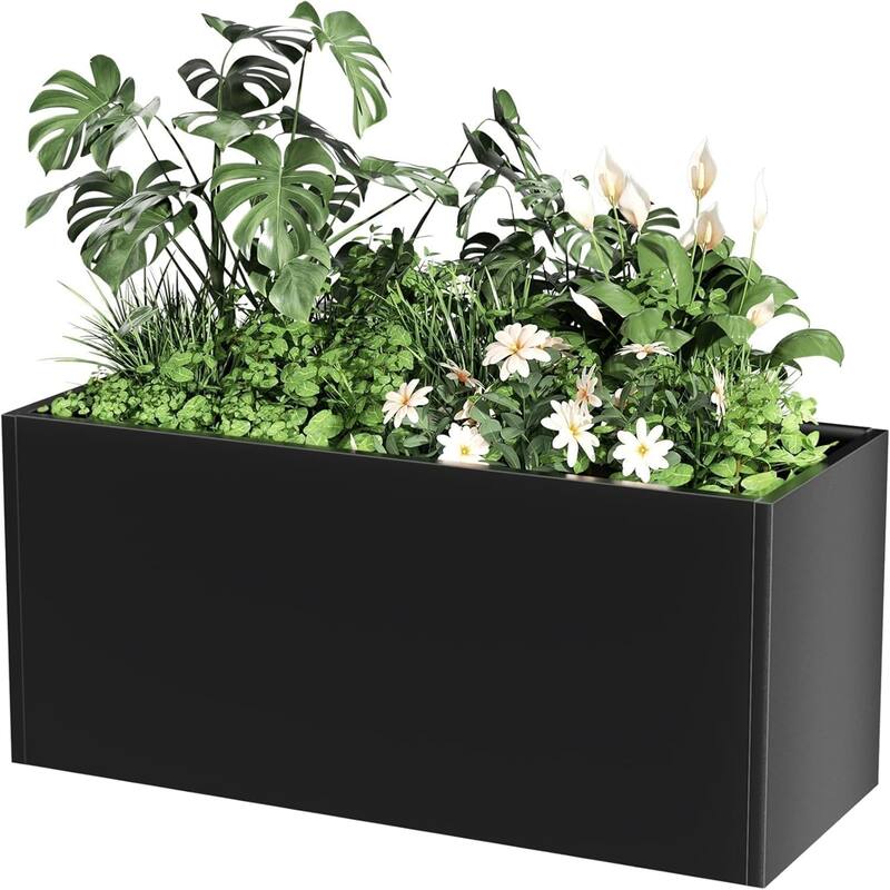 18x18x12 in Snap-Together Metal Raised Garden Bed Modern Black Square Planter with Open Bottom - Without Bottom 130*46*30cm