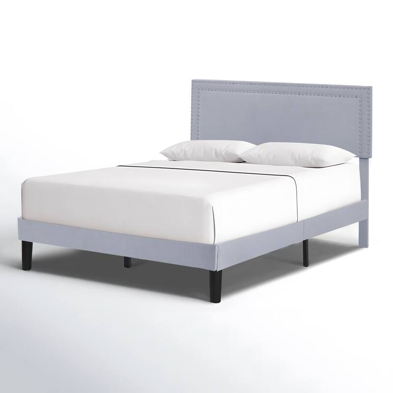 VECELO Upholstered Bed Frames with Height Adjustable Headboard