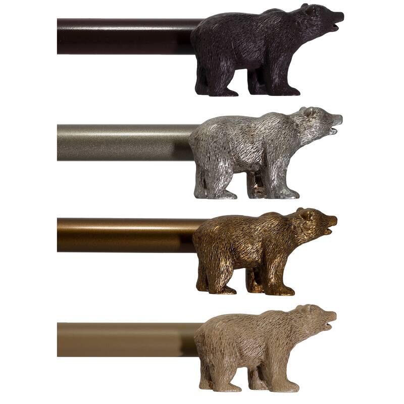 Farmhouse Bear 3/4" Curtain Rod Adjustable Designer Window Treatment Set