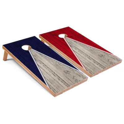 Navy and Red Pyramid Cornhole Boards with Case & Lights