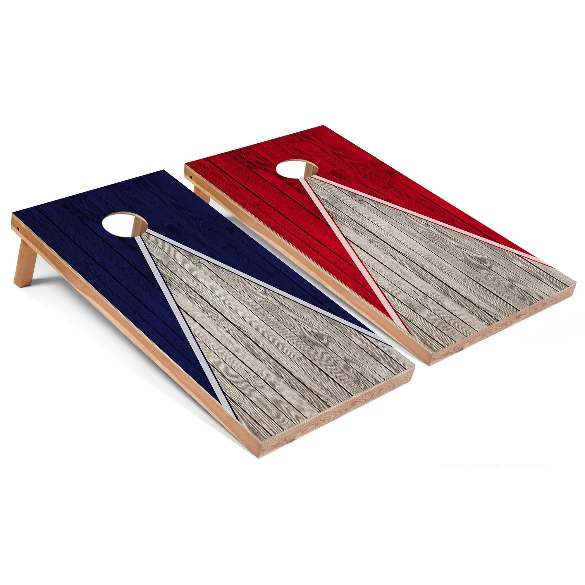 Navy and Red Pyramid Cornhole Board Set