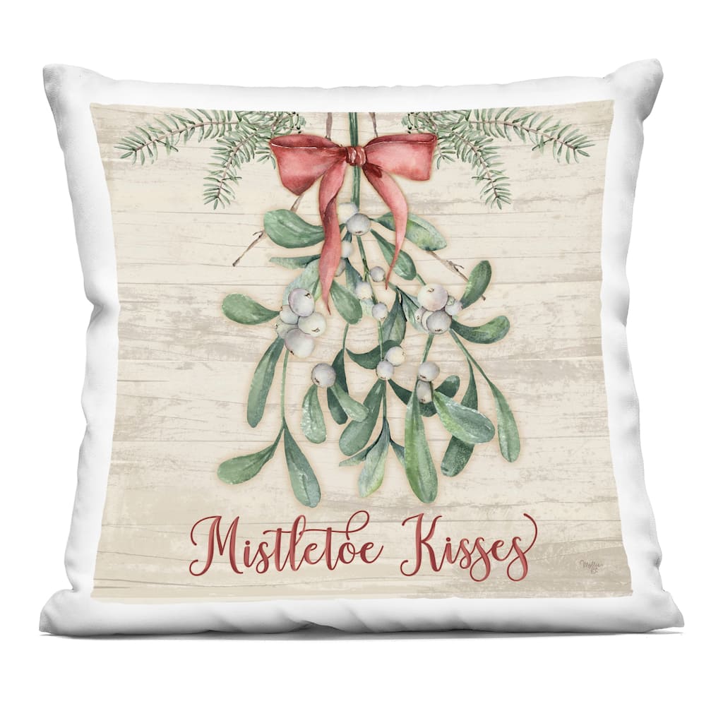 Stupell Rustic Mistletoe Kisses Decorative Printed Throw Pillow Design by Mollie B.