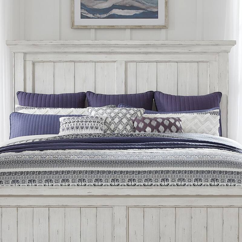 River Place Riverstone White Tobacco Mansion Headboard, King or Queen - Queen