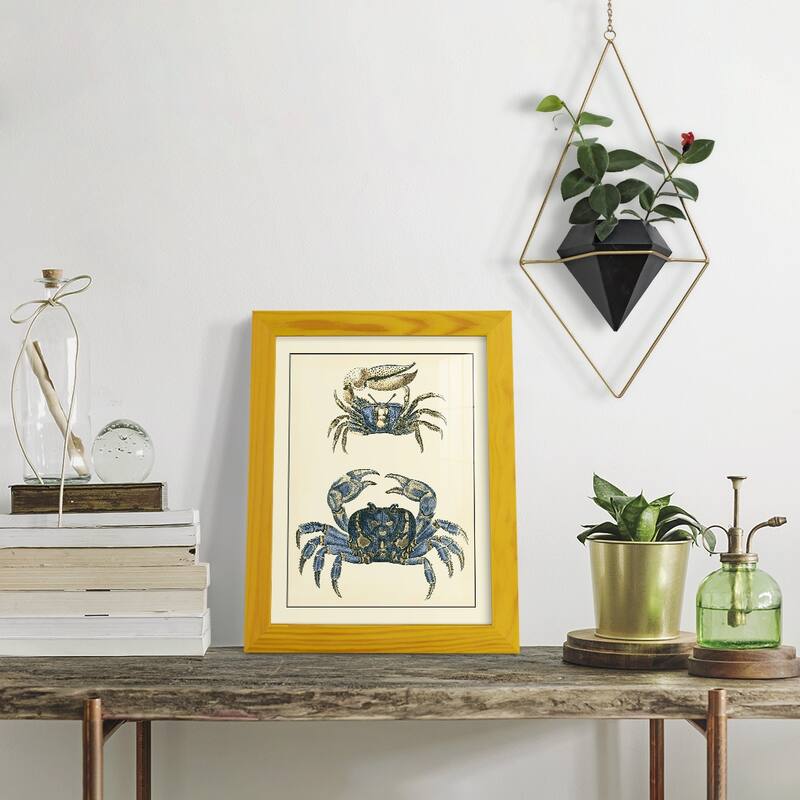 Antique Blue Crabs II -Framed Print w/glass-Cherry Red