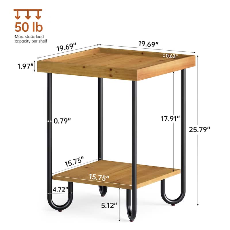 2-Tier Small Side Table with Storage Shelf