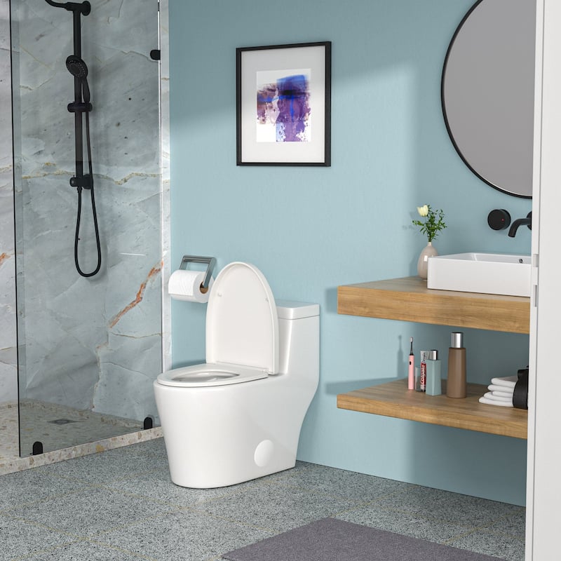 One Piece 1.28 GPF Tornado Flush Single Flushing Toilet - 29" x 26" in.