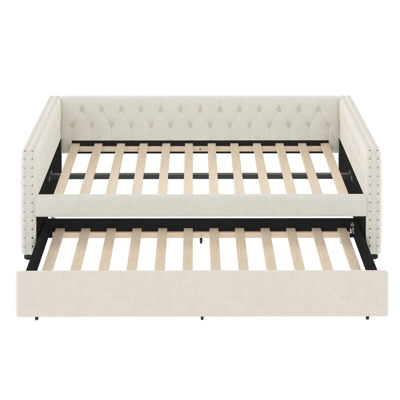 Upholstered Tufted Daybed with Trundle