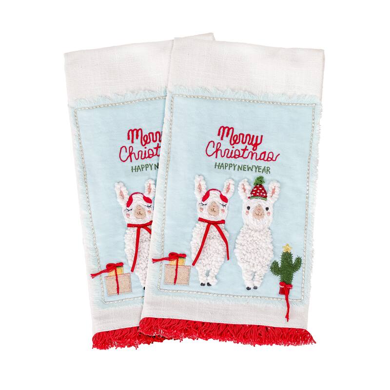 HGTV-18" Llama Merry Christmas Kitchen Towels - 18 in