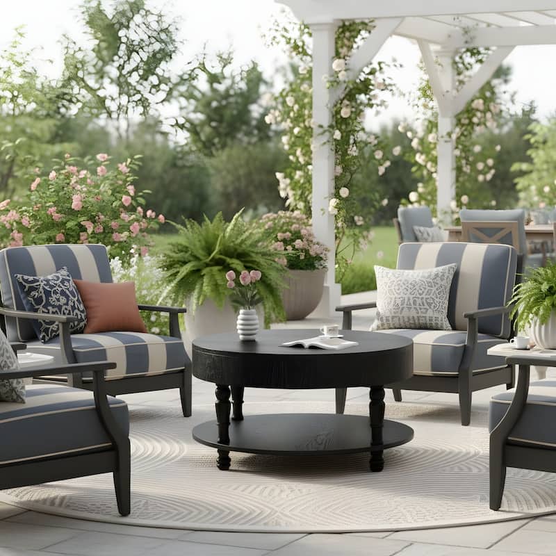 31.5" Modern Round Flip-top Coffee Table with Hidden Compartment