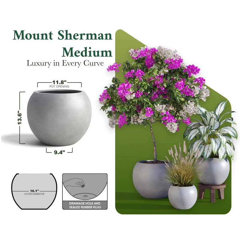 DTY Signature Mount Sherman 1-Piece Fiberstone Planter for Indoor/Outdoor