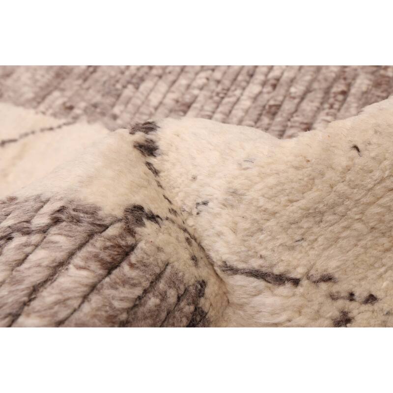 ECARPETGALLERY Hand-knotted Looma Cream, Grey Wool Rug - 8'0 x 10'0