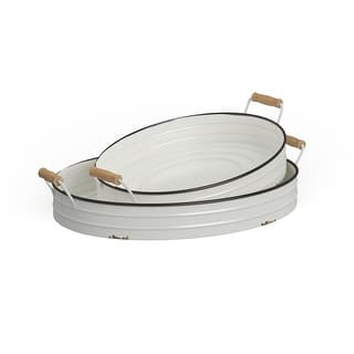 White Iron Farmhouse Tray (Set of 2) - 21 x 15 x 4