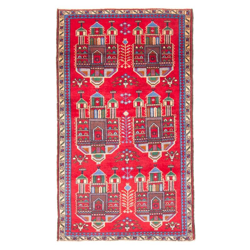 ECARPETGALLERY Hand-knotted Teimani Red Wool Rug - 2'8 x 4'8